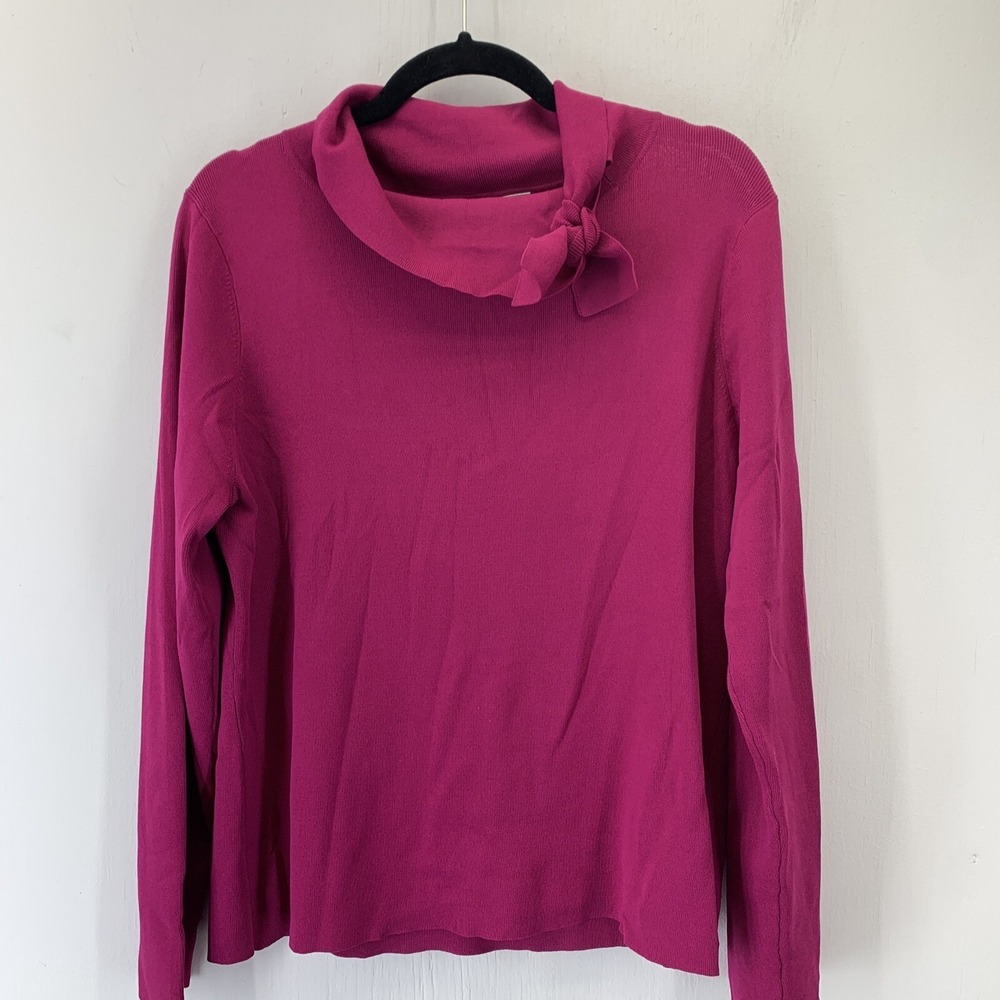 90s Laura Ashley Womens XL Transitional Pink Bow Cowl Neck Coquette Sweater Top